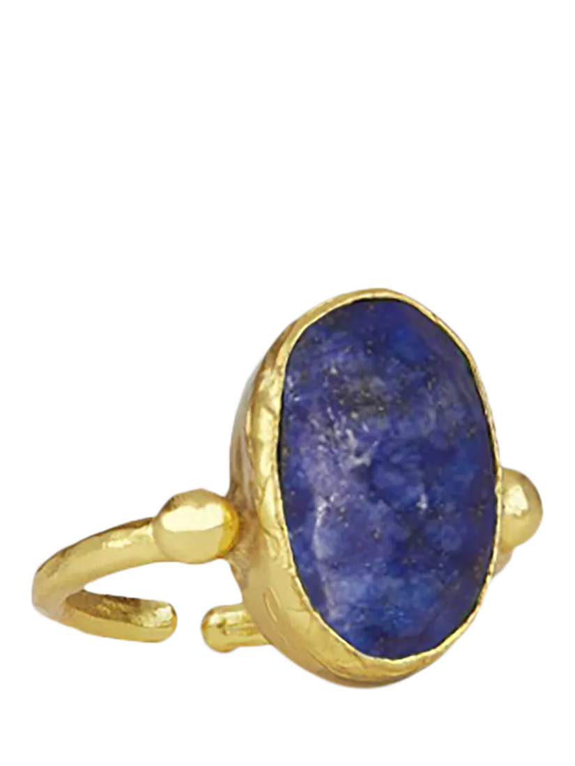 Ottoman Hands Lapis cocktail ring gold plated (British brand)
