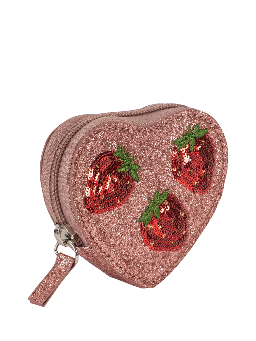 Konges Sløjd kids strawberry wallet with glitter finish (British brand)