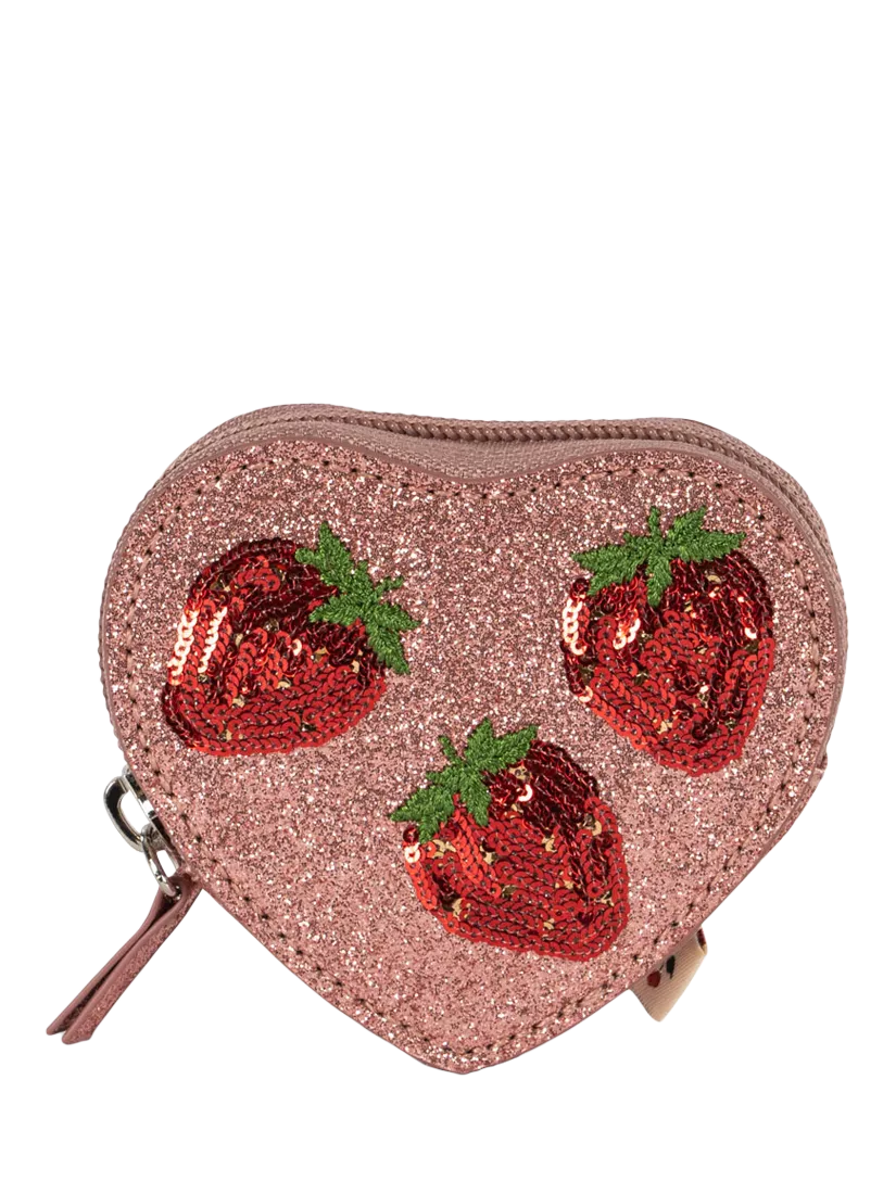 Konges Sløjd kids strawberry wallet with glitter finish (British brand)