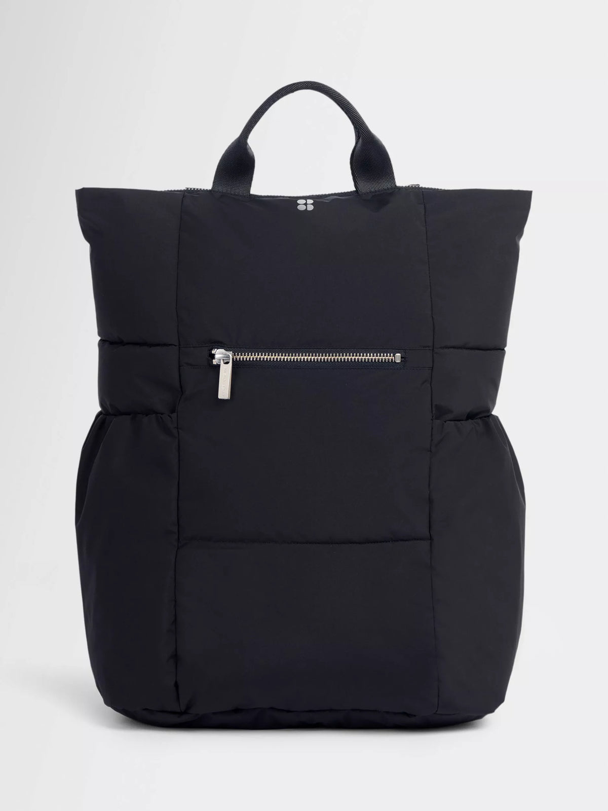 Sweaty Betty Nimbus backpack in black with reflective details, UK version
