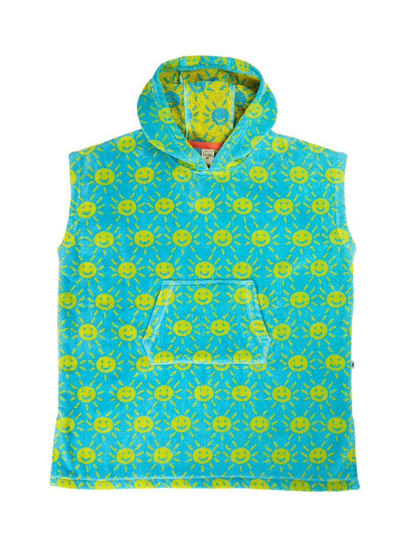 Frugi hooded towel turquoise yellow adult, imported from the UK