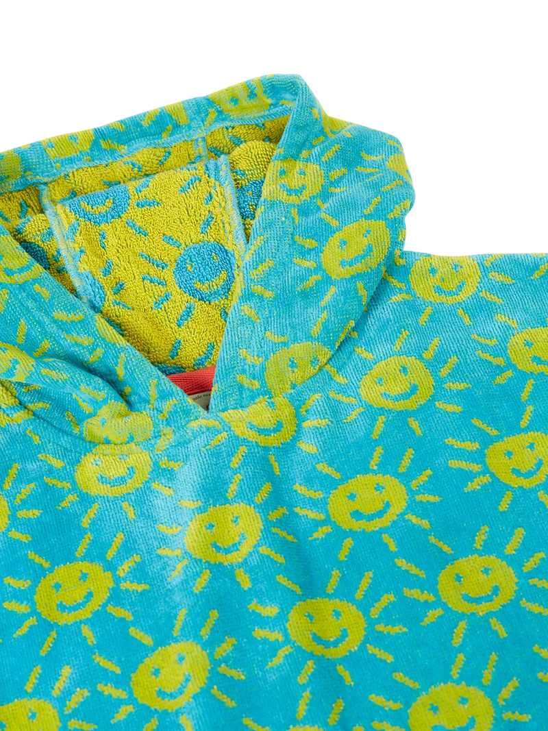 Frugi hooded towel turquoise yellow adult, imported from the UK