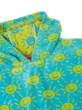 Frugi hooded towel turquoise yellow adult, imported from the UK
