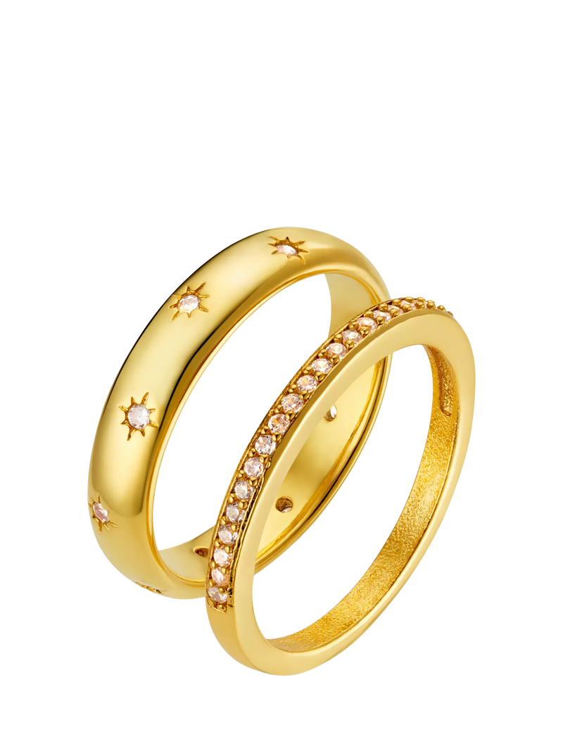 Orelia gold plated crystal ring set pack of 2, UK version
