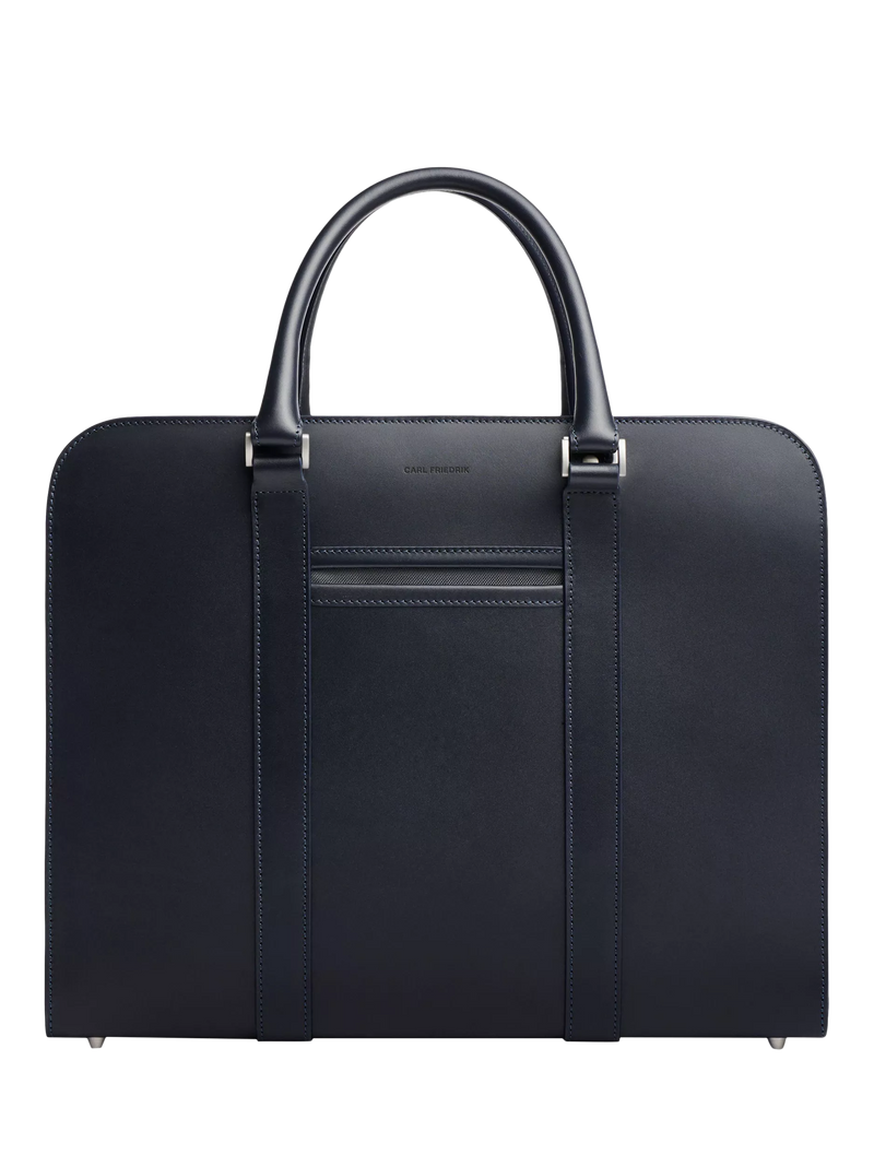 Carl Friedrik Palissy 15" Laptop Leather Double Briefcase, 16L, Navy