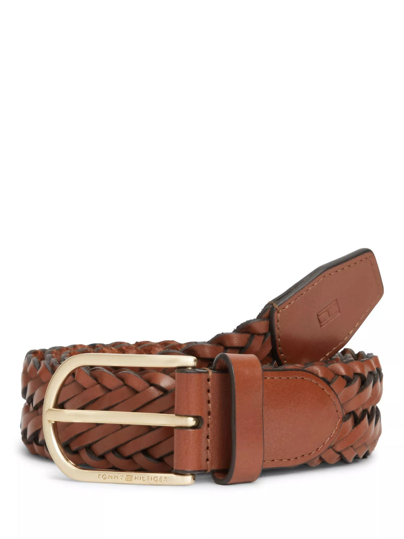 Tommy Hilfiger woven leather belt brown, UK version
