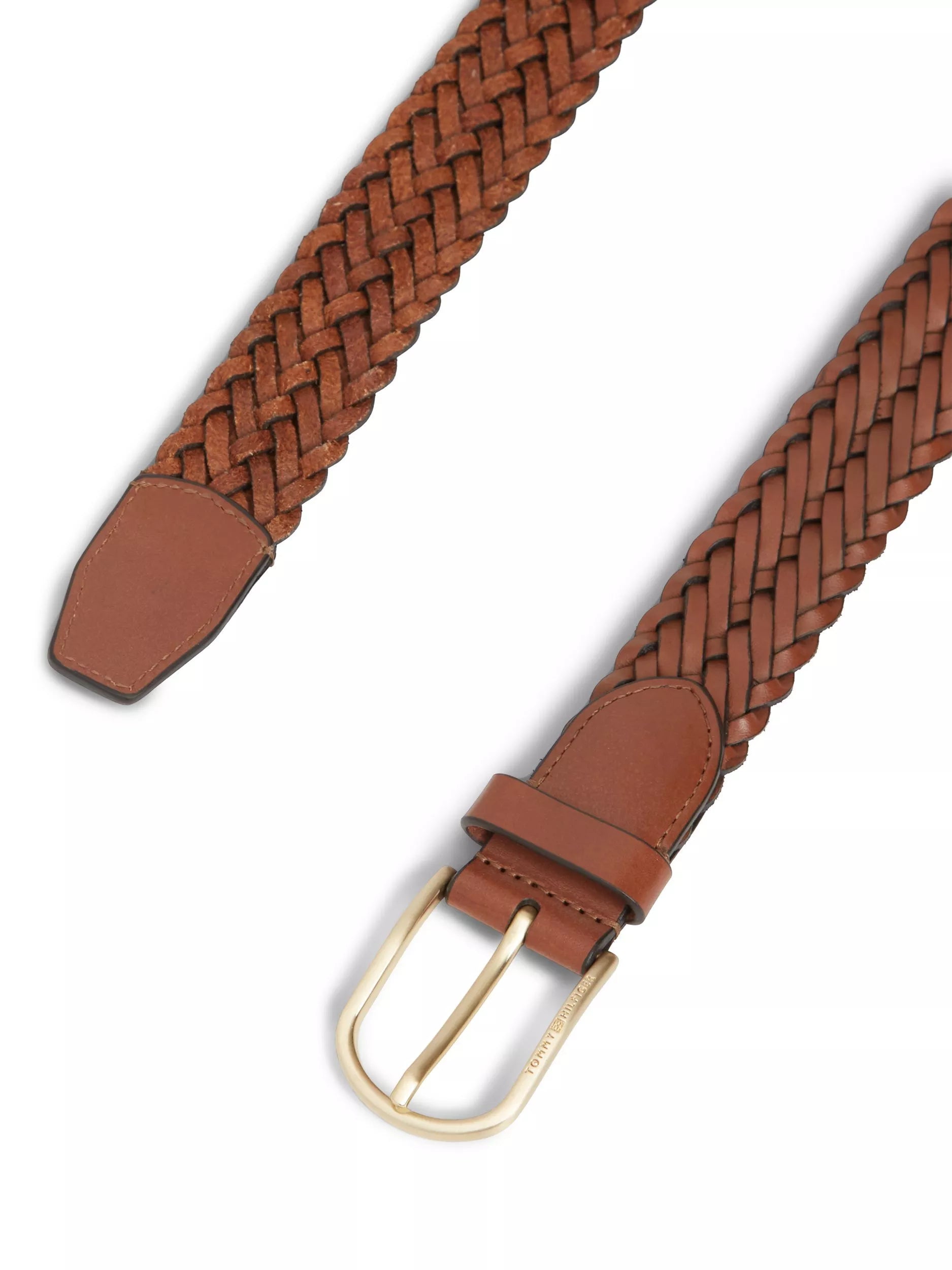 Tommy Hilfiger woven leather belt brown, UK version