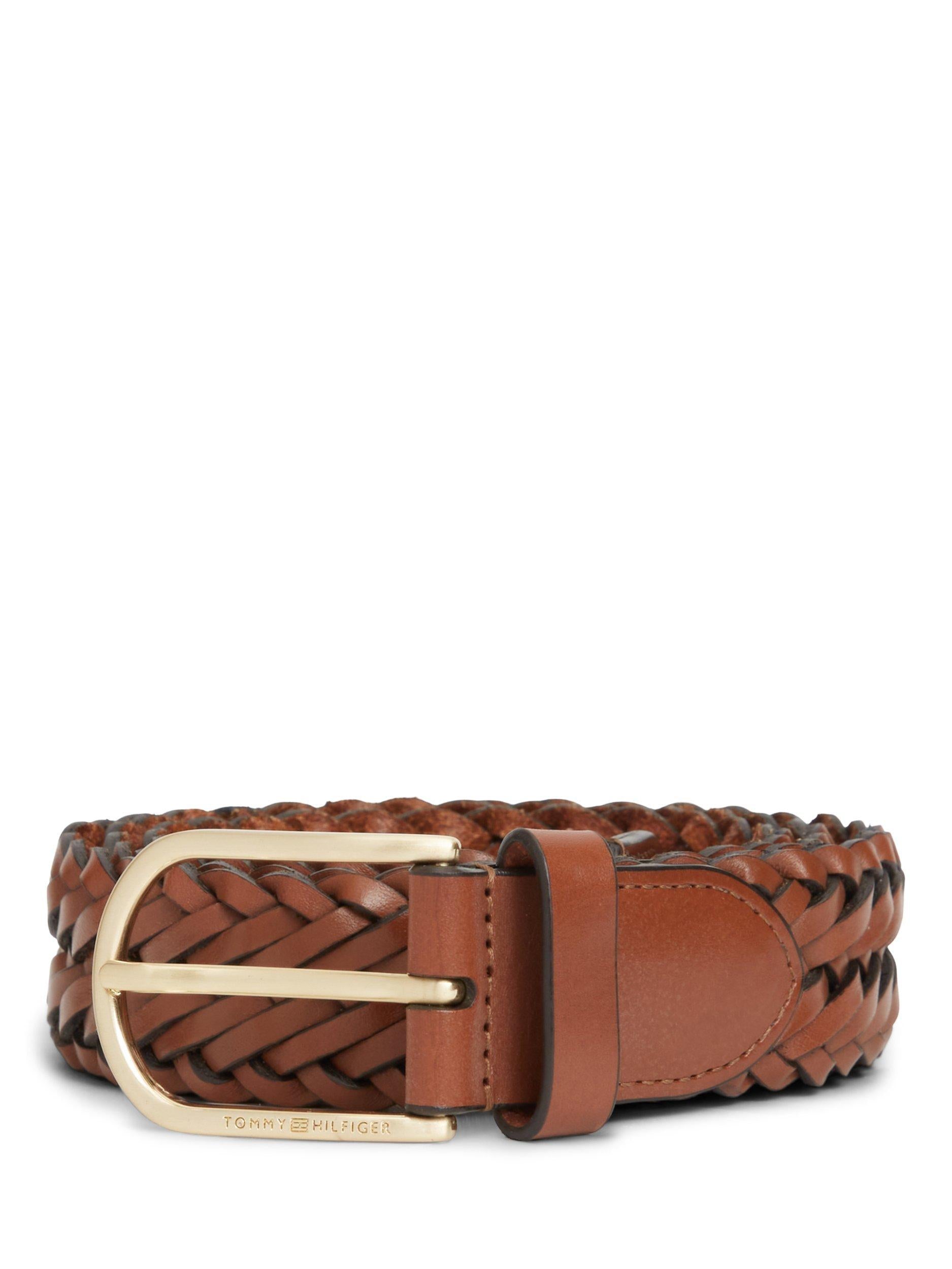 Tommy Hilfiger woven leather belt brown, UK version