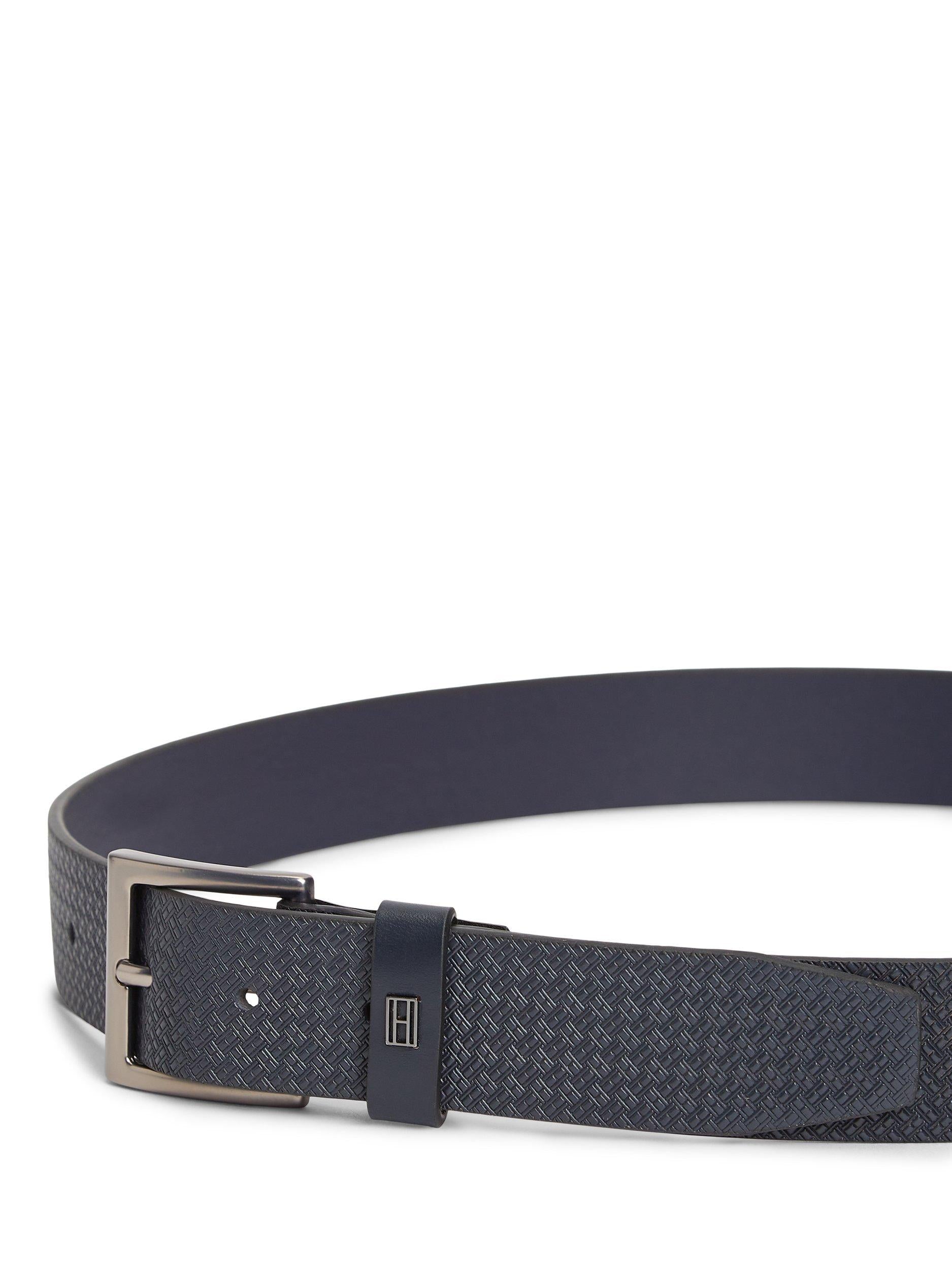 Tommy Hilfiger leather belt all-over flag print midnight blue, imported from the UK
