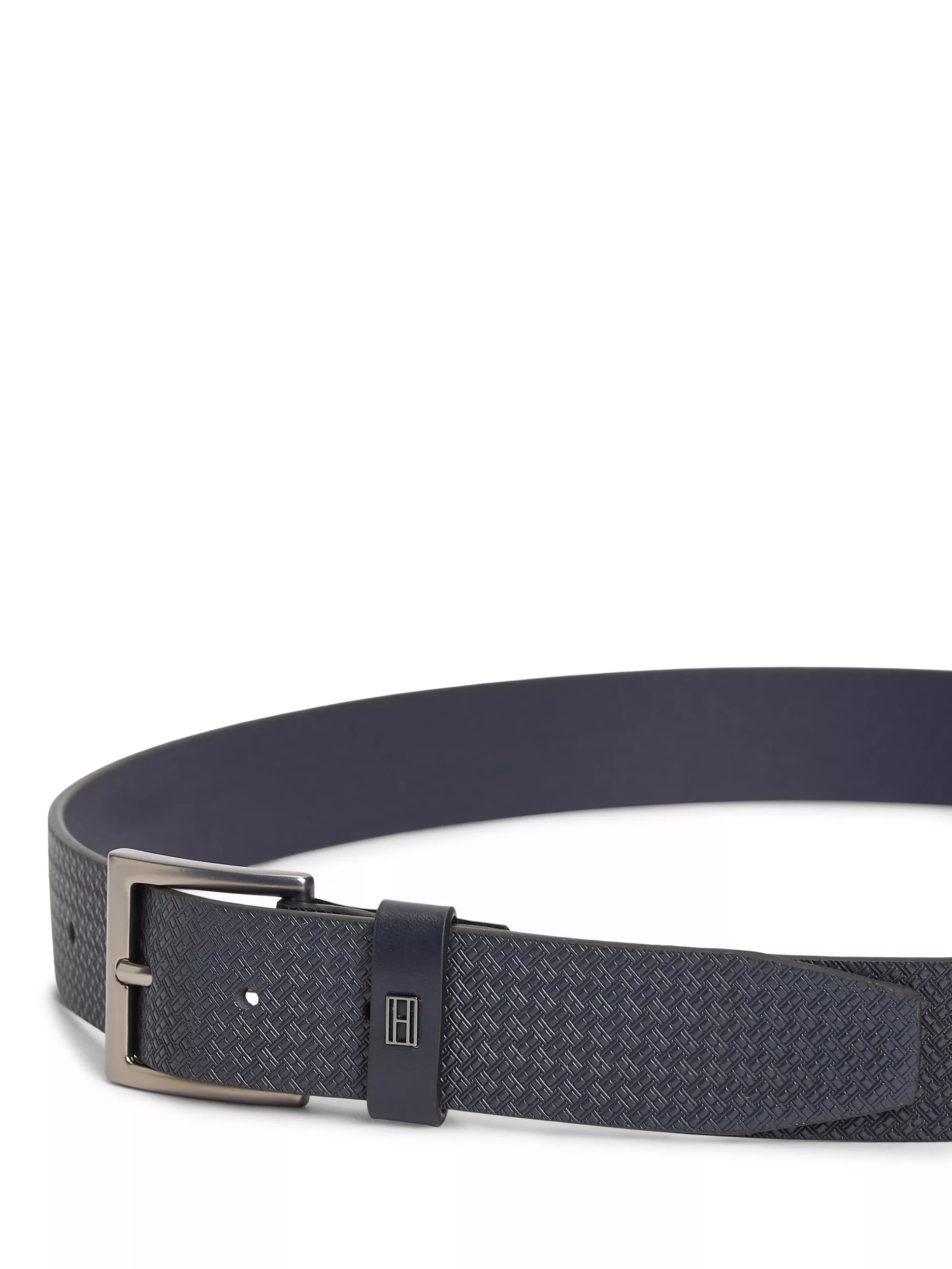 Tommy Hilfiger leather belt all-over flag print midnight blue, imported from the UK