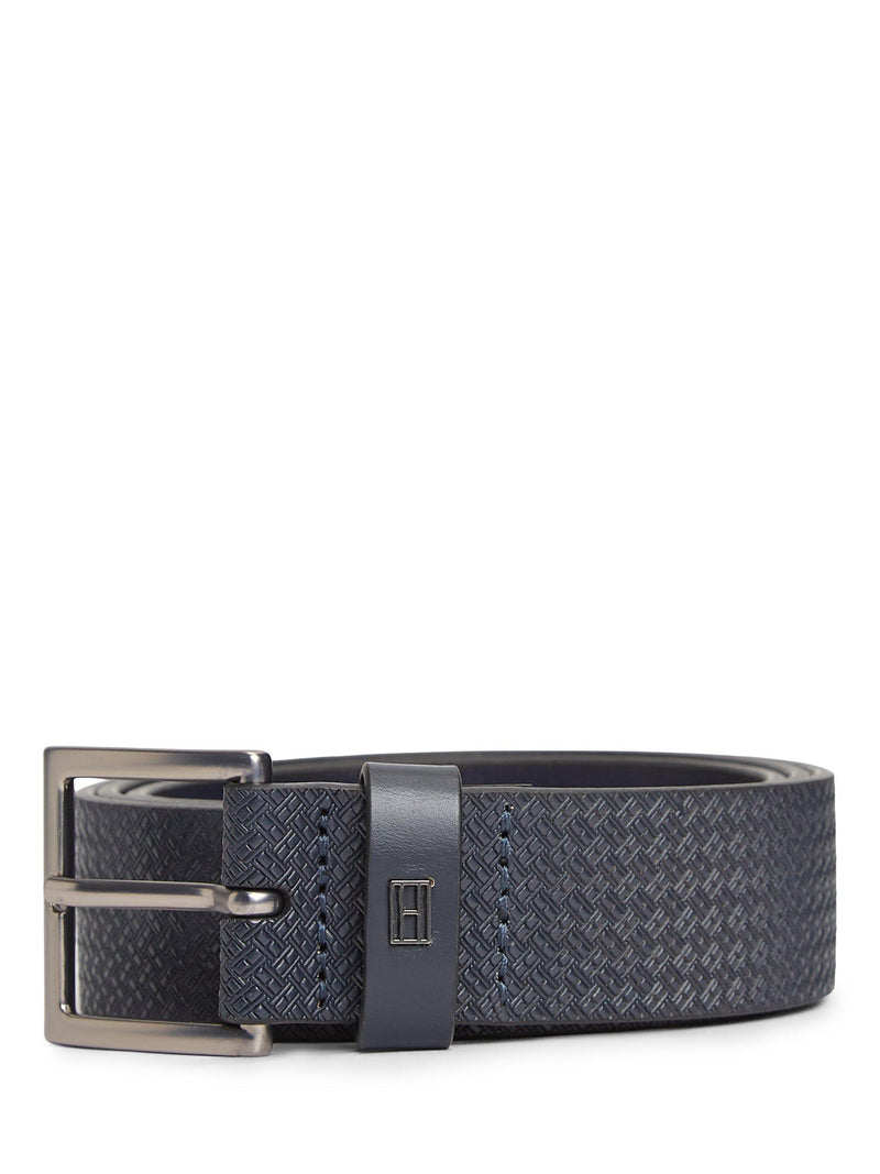 Tommy Hilfiger leather belt all-over flag print midnight blue, imported from the UK