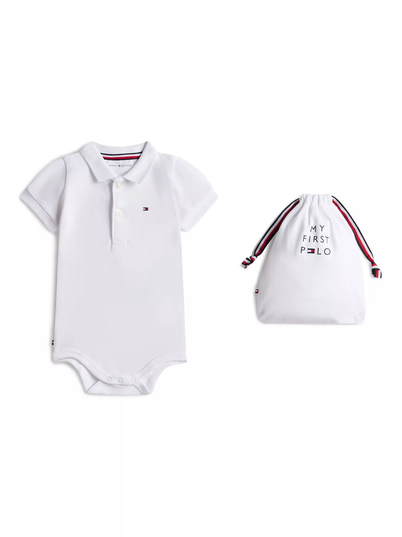 Tommy Hilfiger baby polo bodysuit gift set white, imported from the UK