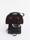 Mint Velvet suede crescent shoulder bag brown, imported from the UK