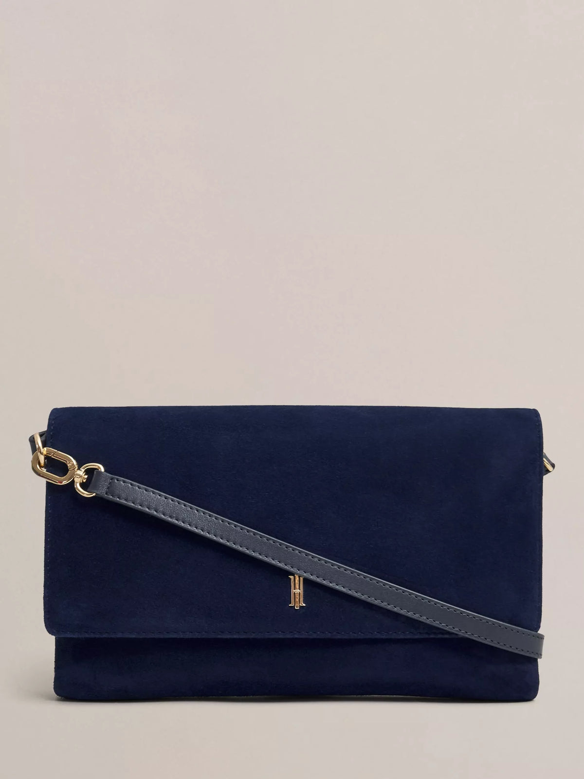 Hobbs Ashley Pure Suede Clutch Bag Midnight Navy, UK version