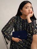 Hobbs Ashley Pure Suede Clutch Bag Midnight Navy, UK version