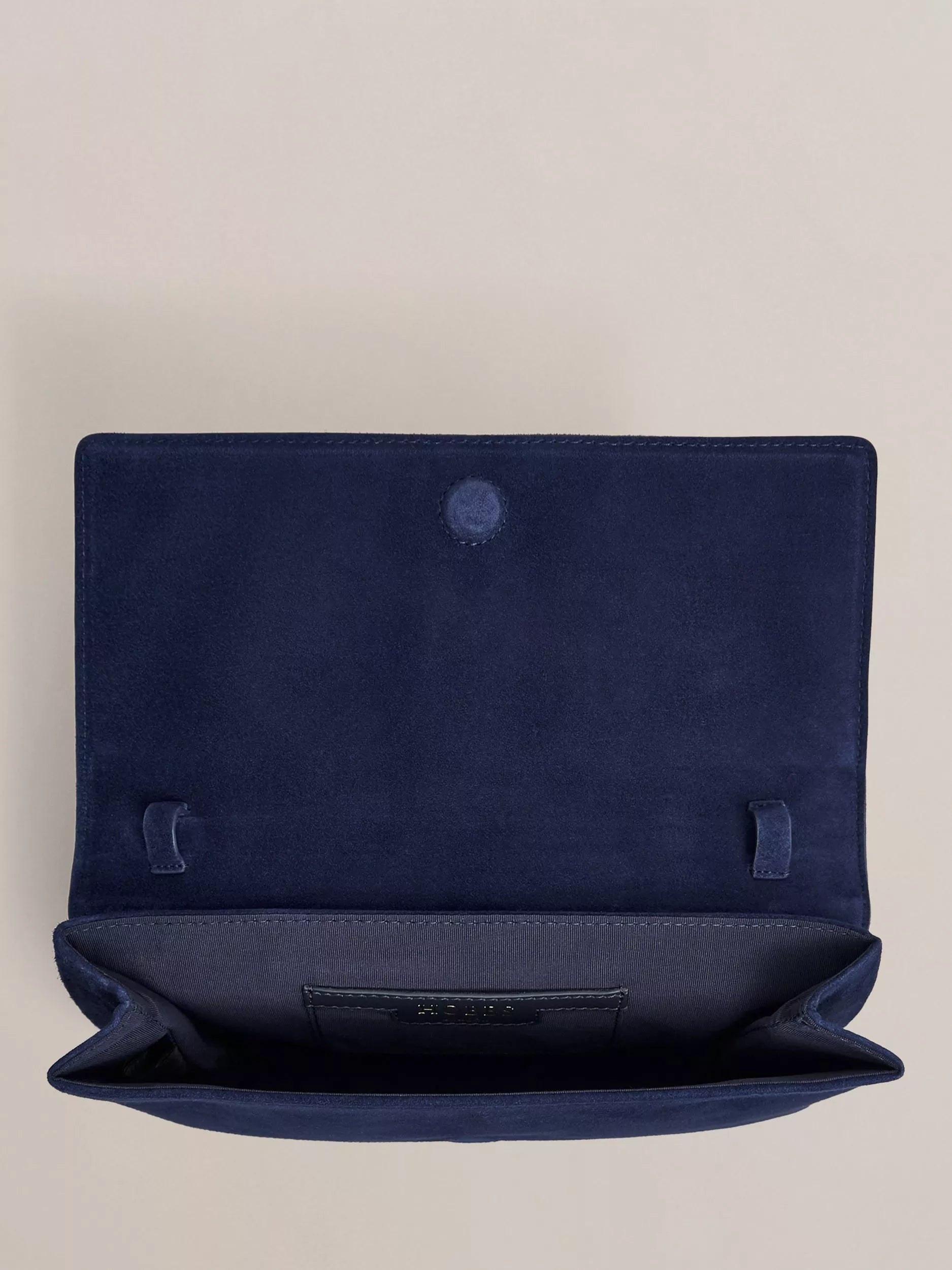 Hobbs Ashley Pure Suede Clutch Bag Midnight Navy, UK version