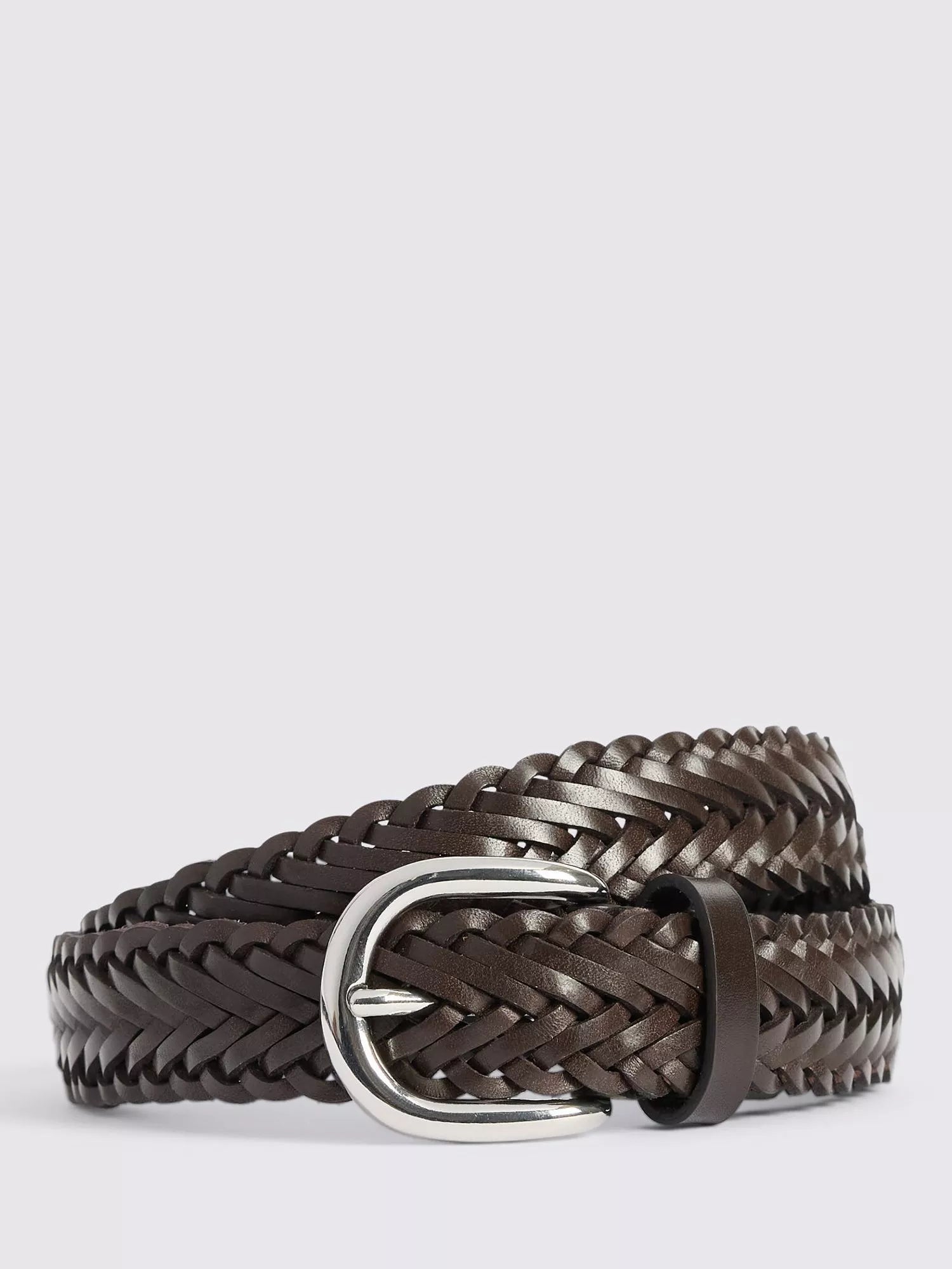 Moss leather woven belt (British brand)