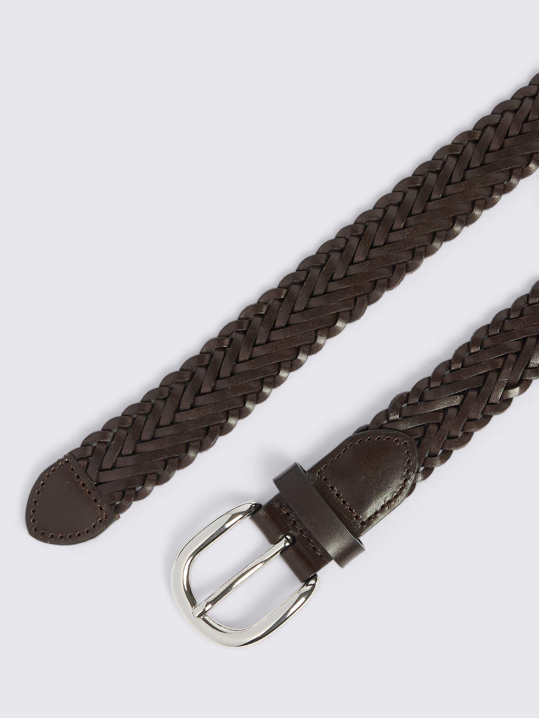 Moss leather woven belt (British brand)