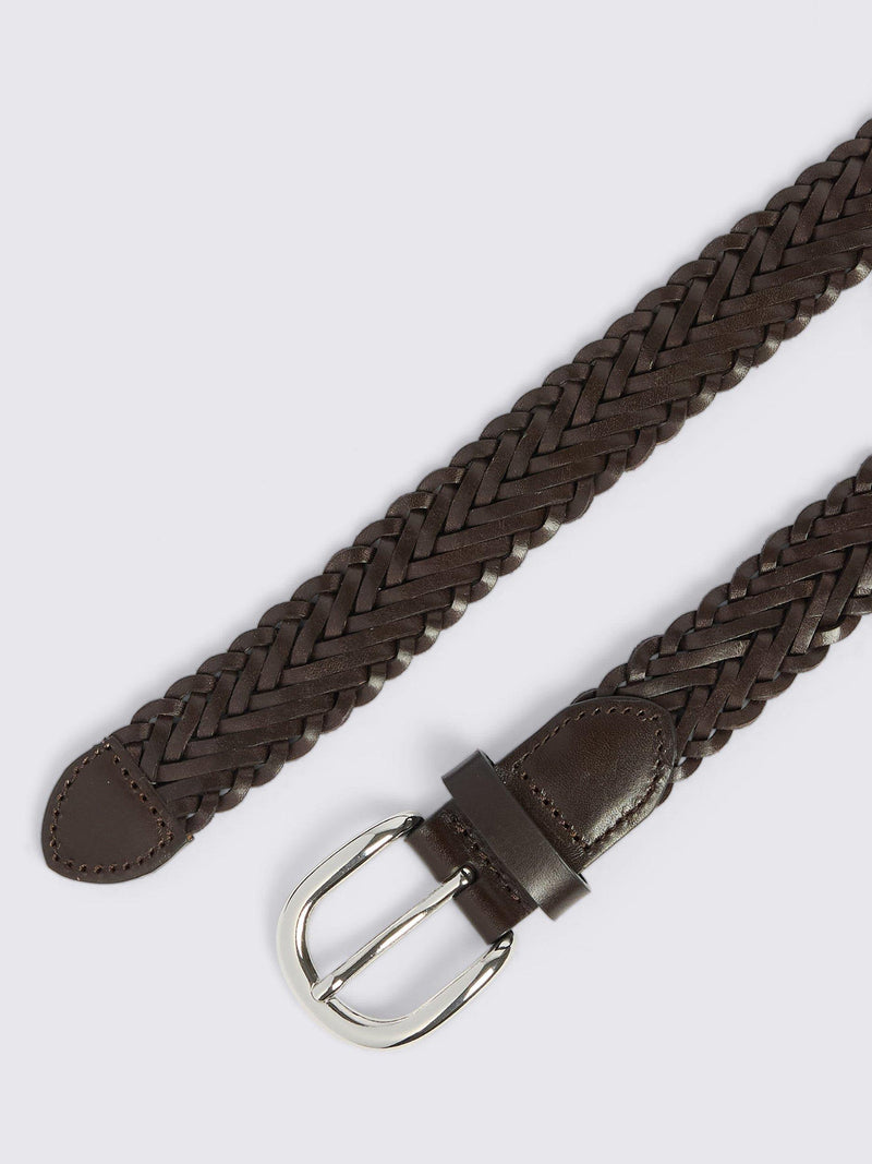 Moss leather woven belt (British brand)