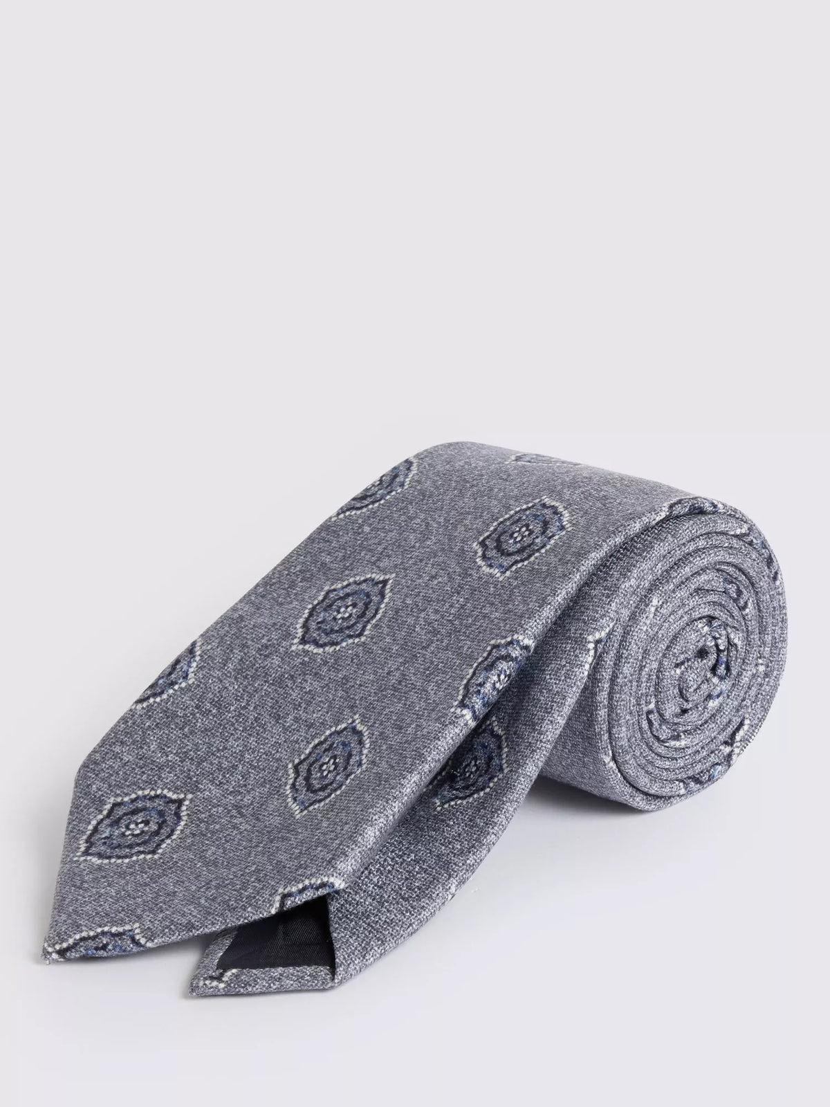 Moss Italian Silk Medallion Tie, Blue,