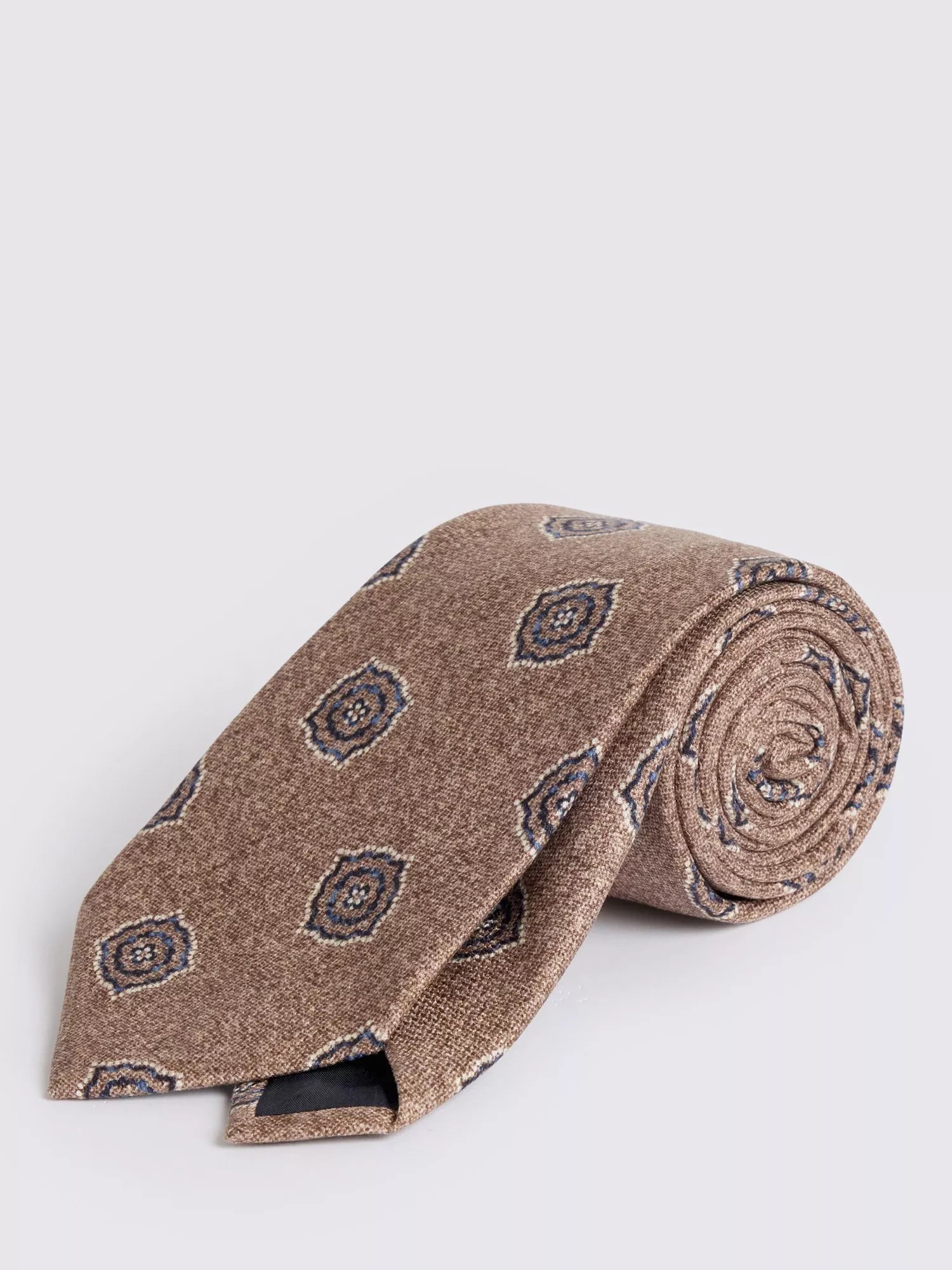 Moss Italian Silk Medallion Tie, Brown,