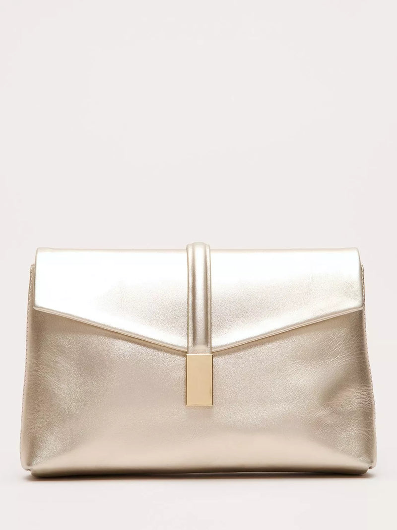 Phase Eight gold leather clutch bag, imported from the UK