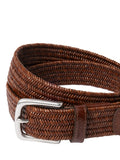 Hackett London tan brown woven braided leather belt, UK version