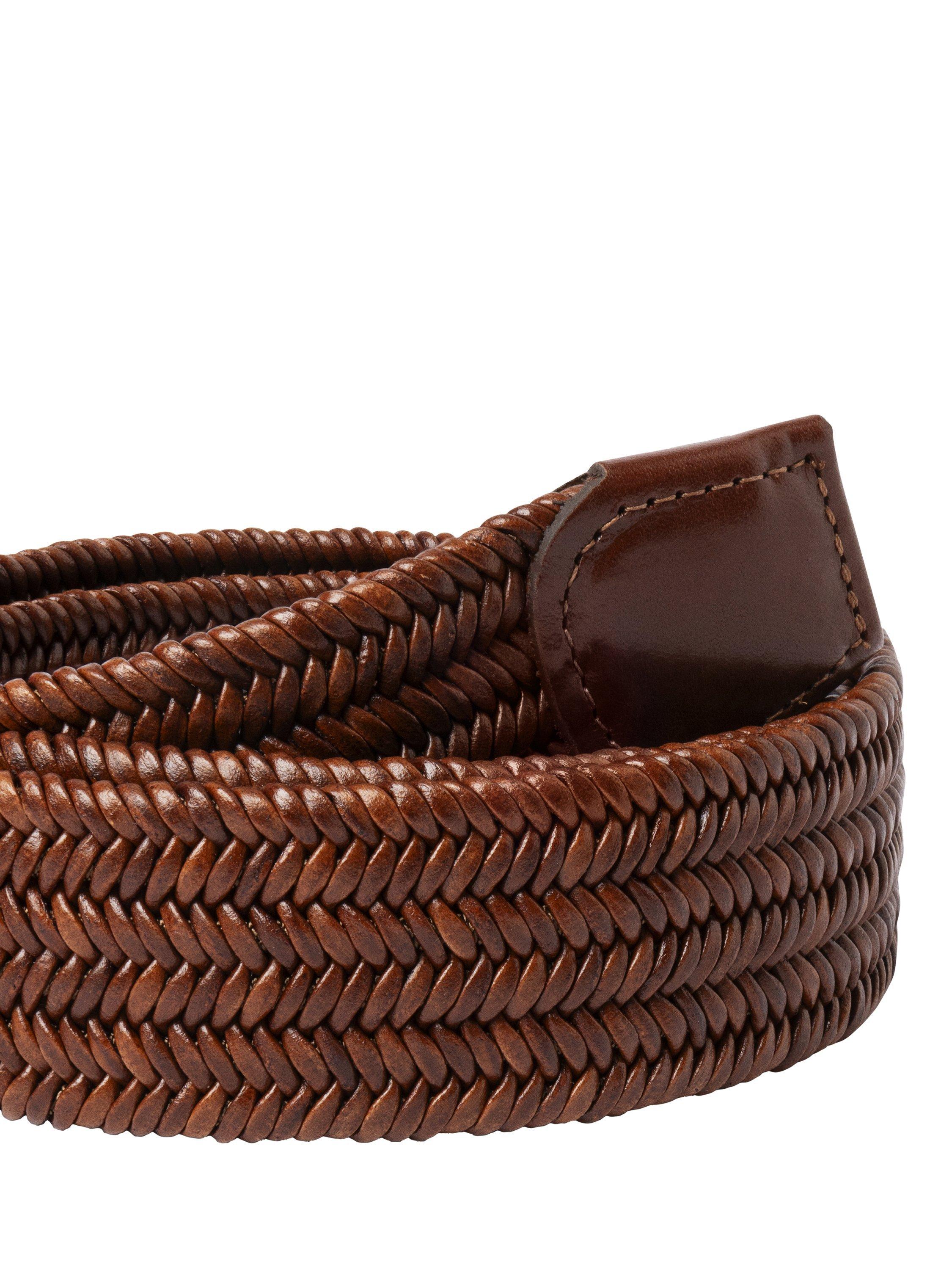Hackett London tan brown woven braided leather belt, UK version