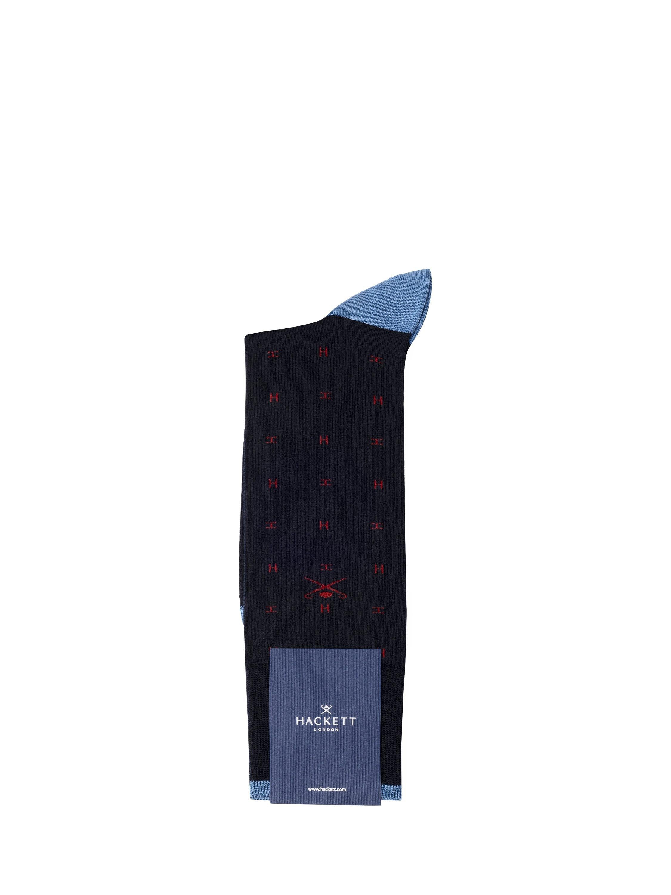 Hackett London H logo cotton blend socks ink blue multi, UK version