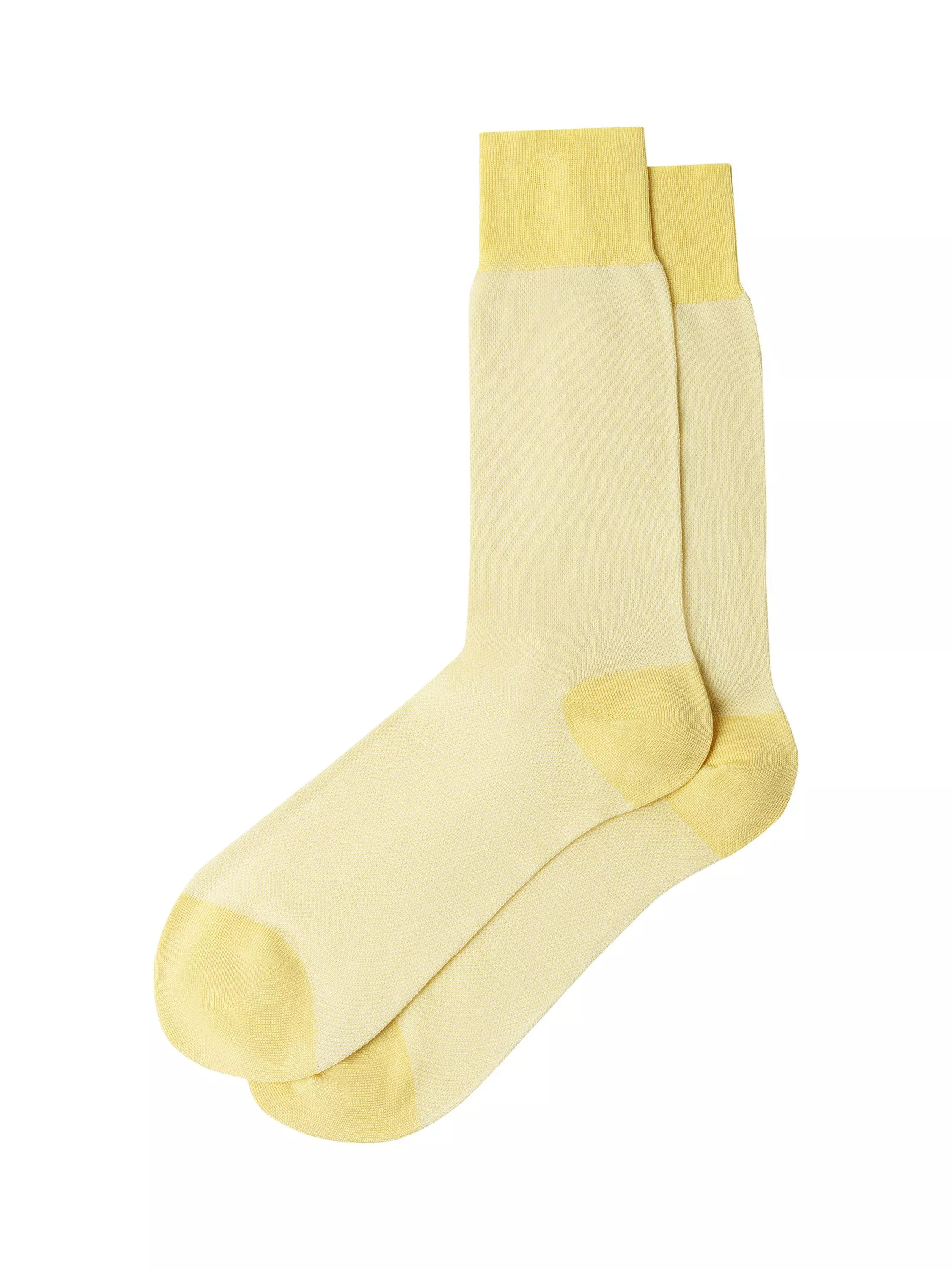 Hackett London cotton rich crew socks pastel yellow, imported from the UK