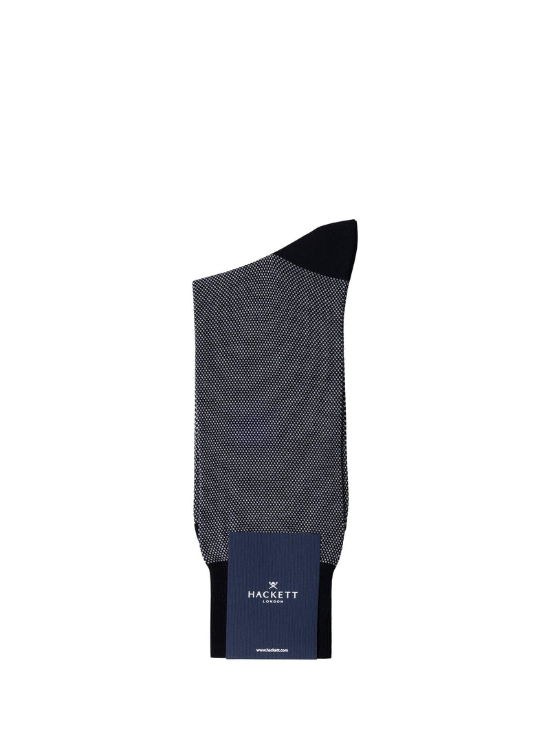Hackett London cotton blend birds-eye jacquard socks in ink blue, UK version