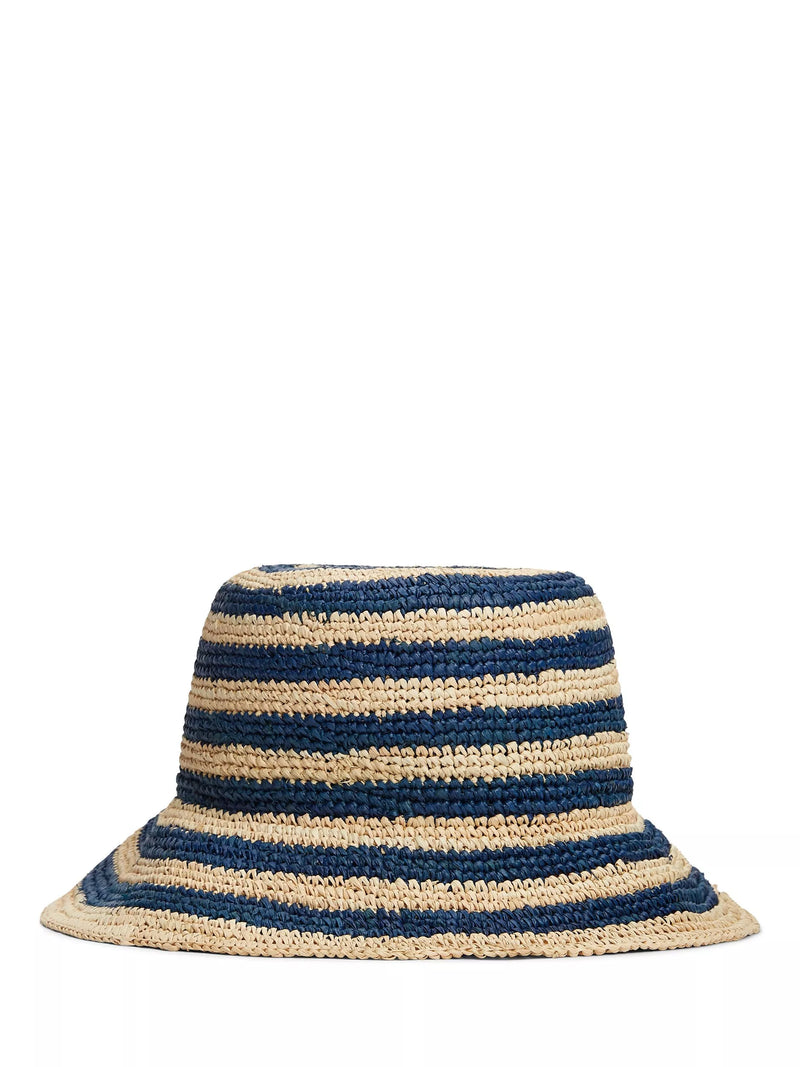 Tommy Hilfiger striped raffia bucket hat blue multi - British product