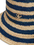 Tommy Hilfiger striped raffia bucket hat blue multi - British product