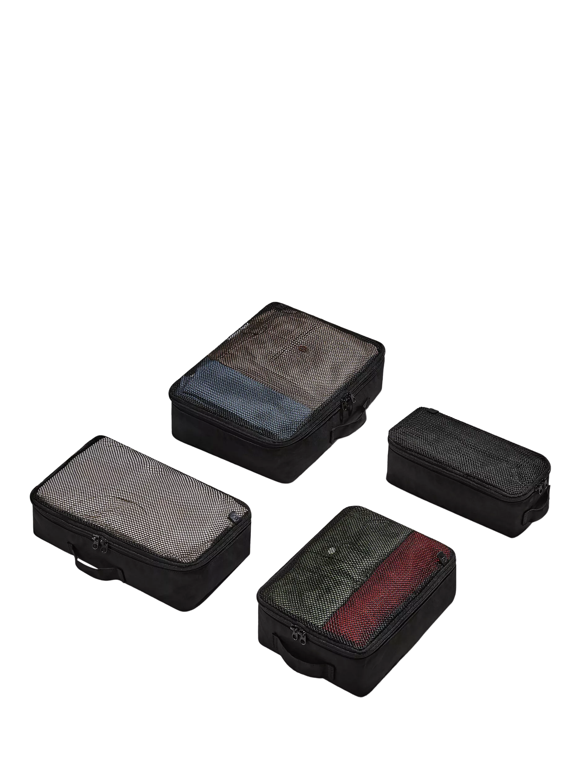 Carl Friedrik mesh packing cubes pack of 4 black, UK version