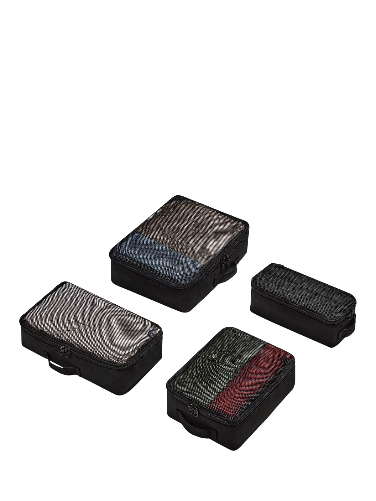 Carl Friedrik mesh packing cubes pack of 4 black, UK version