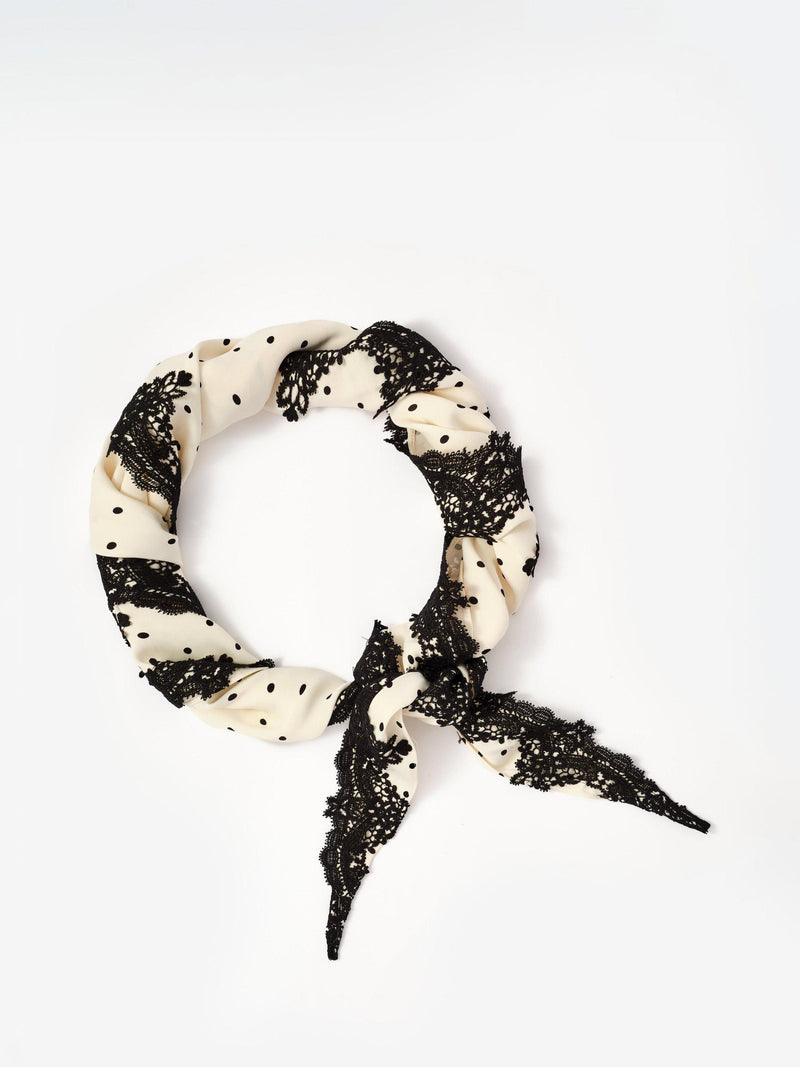 Mint Velvet scarf polka dot satin natural cream 48x180cm (British brand)