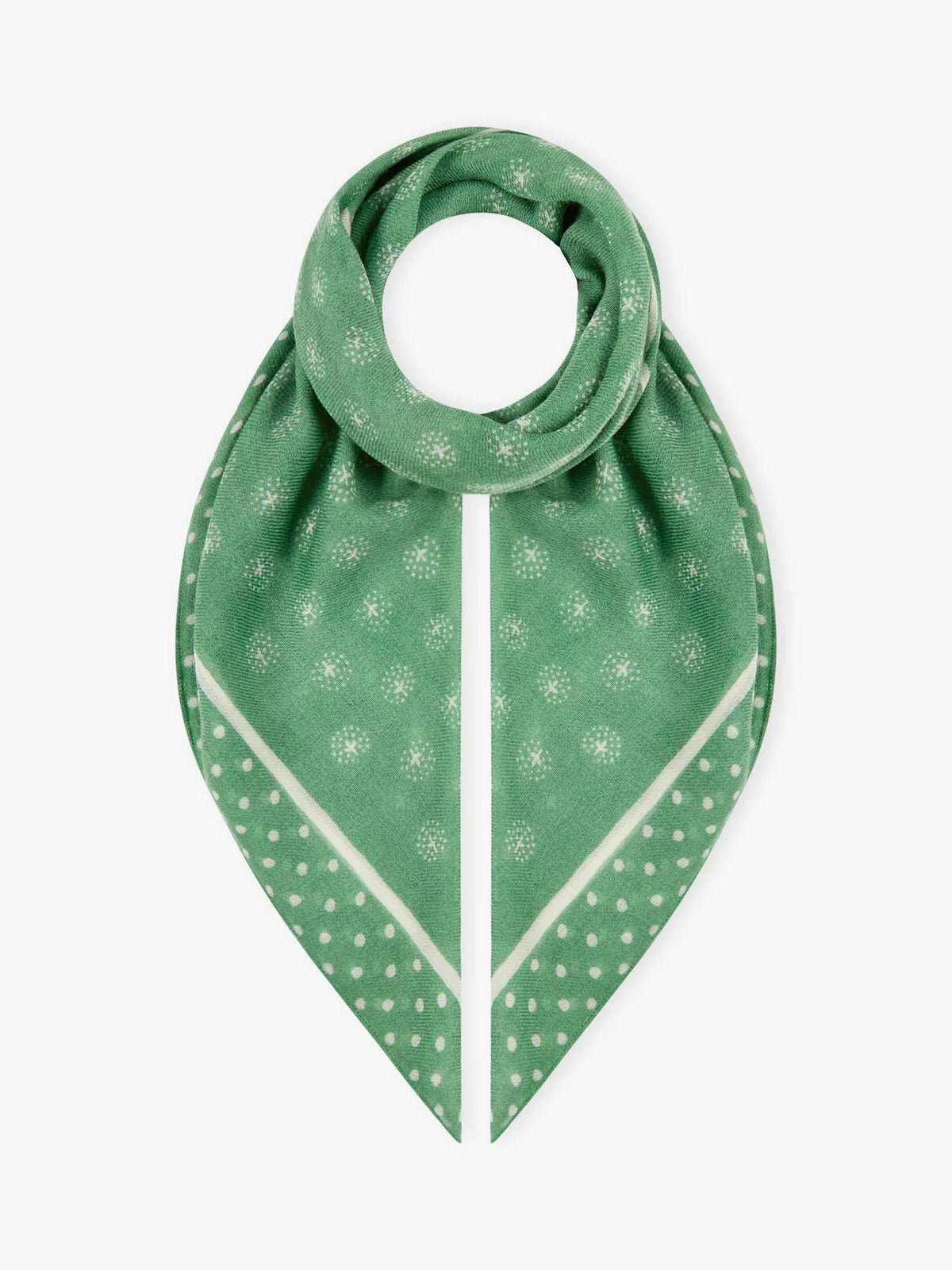 Brora patchwork pure wool scarf in thyme (British brand)