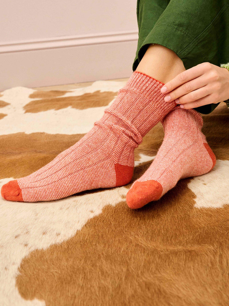 Brora cashmere stripe socks Spice Swan, UK version