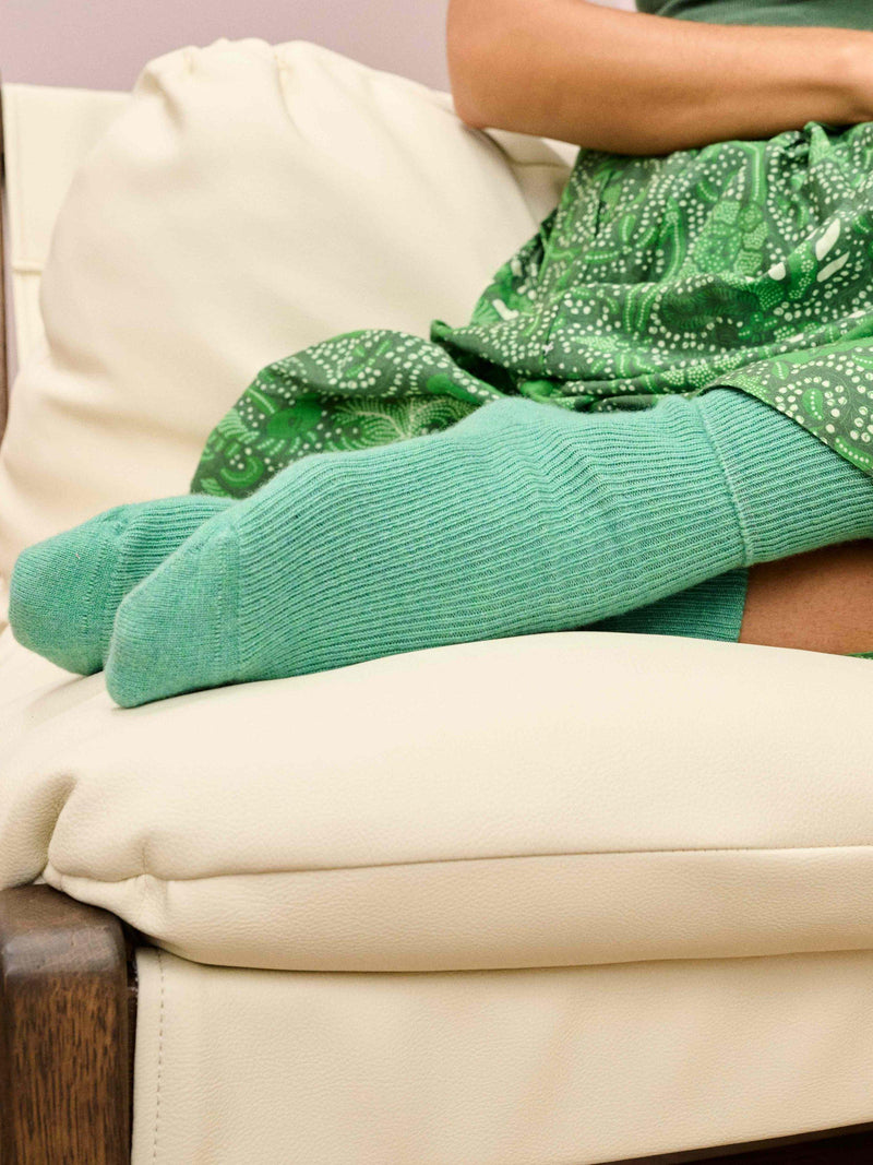 Brora ribbed cashmere ankle socks celadon (British brand)