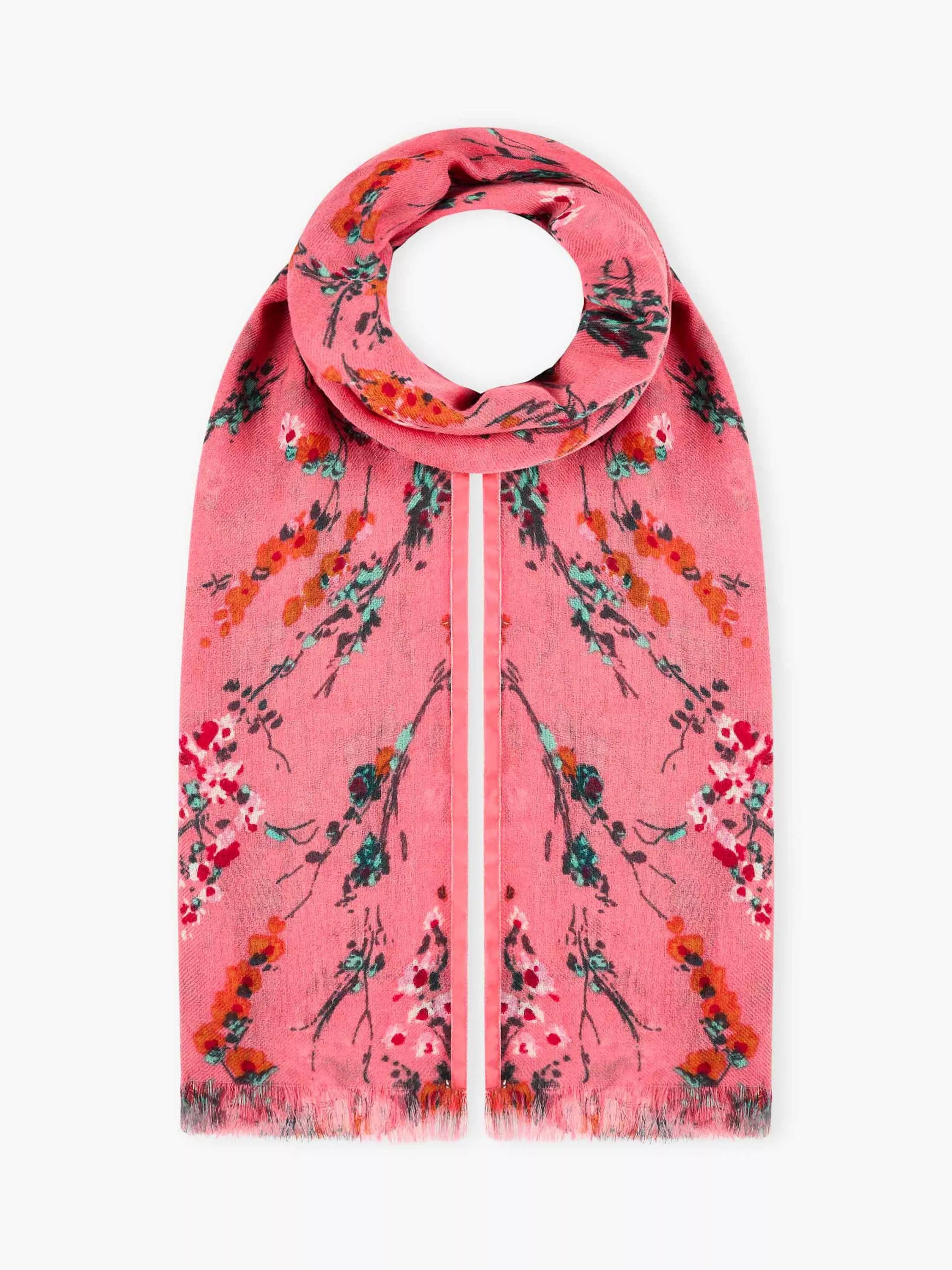 Brora coral wool scarf 200cm, imported from the UK