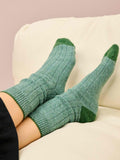 Brora cashmere stripe socks parsley porcelain, imported from the UK
