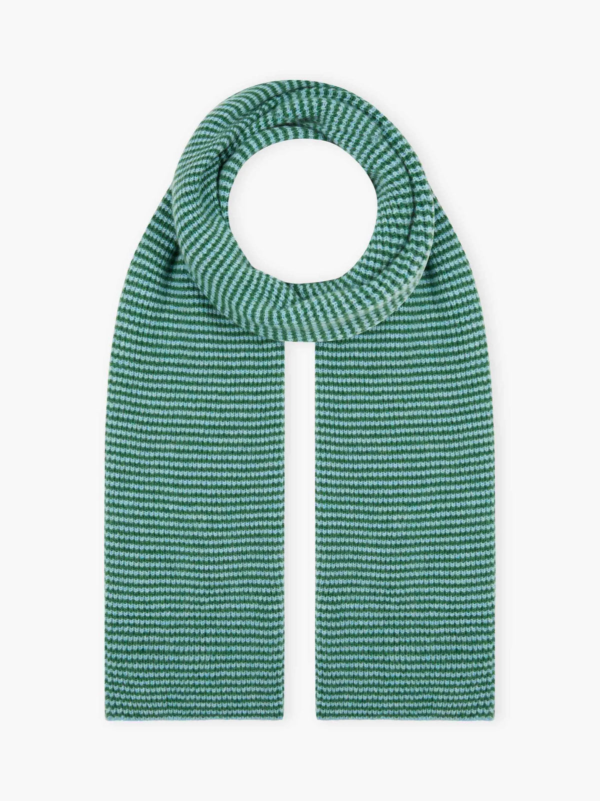 Brora cashmere scarf fine stripe porcelain parsley 22x110cm, UK version