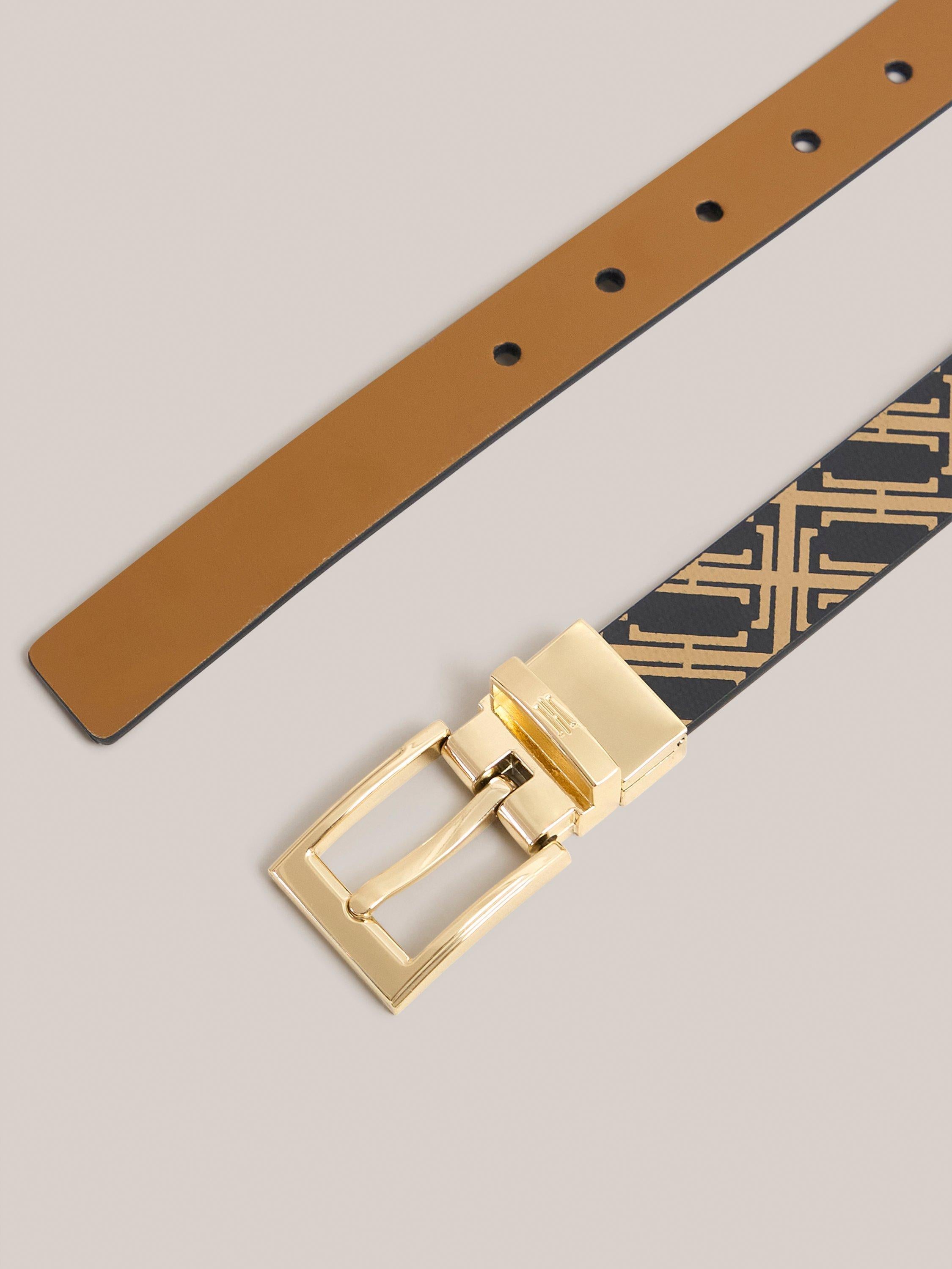 Hobbs Pauline double sided leather belt black and camel, UK version
