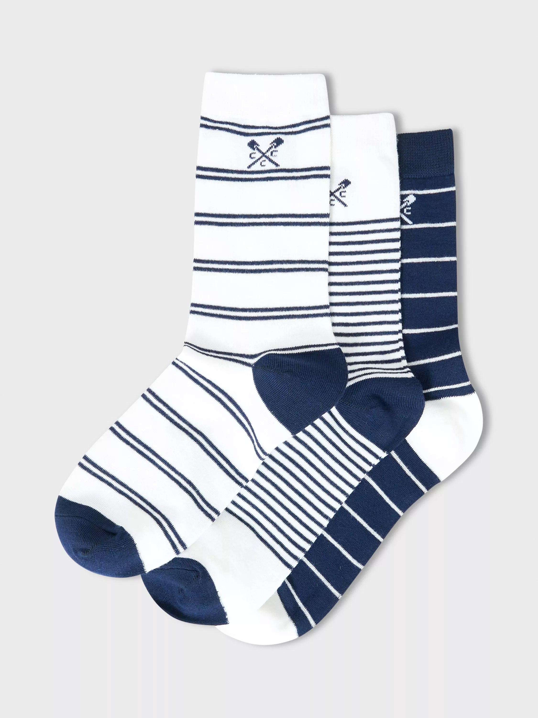 Crew Clothing bamboo socks navy white stripe pack of 3 (British brand)