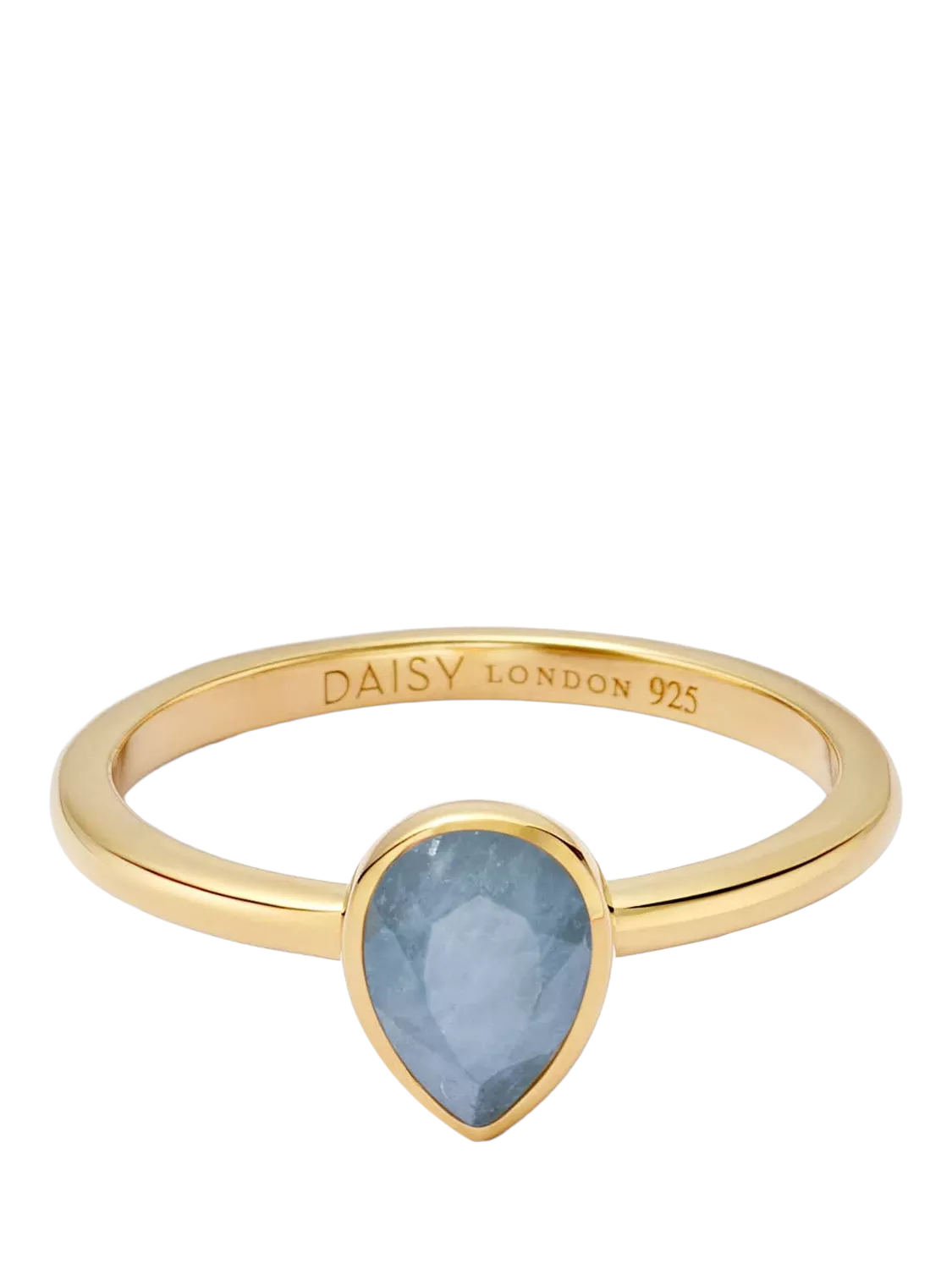 Daisy London aquamarine birthstone ring in gold, imported from the UK
