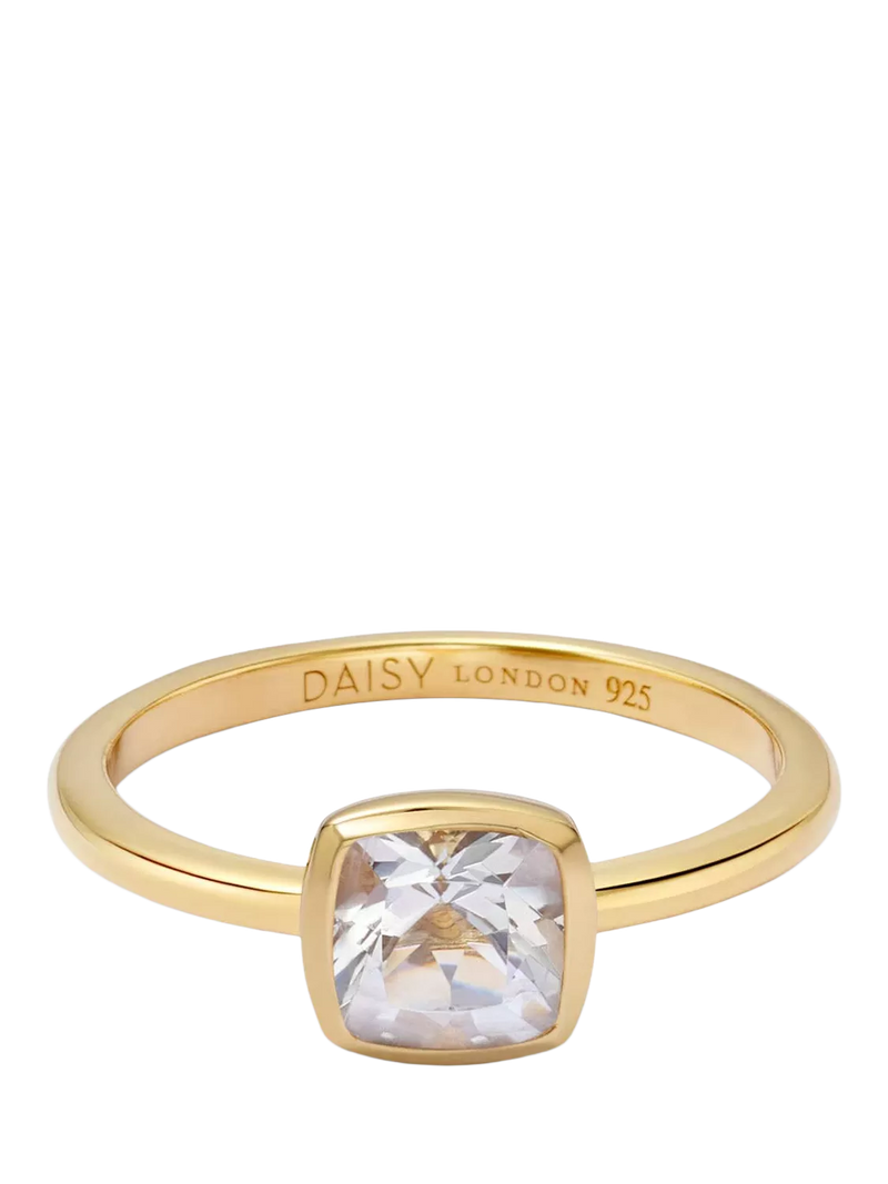 Daisy London White Topaz Birthstone Ring in gold - British brand