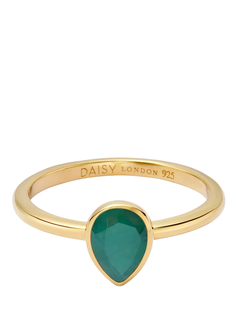Daisy London emerald birthstone ring gold plated sterling silver - British product