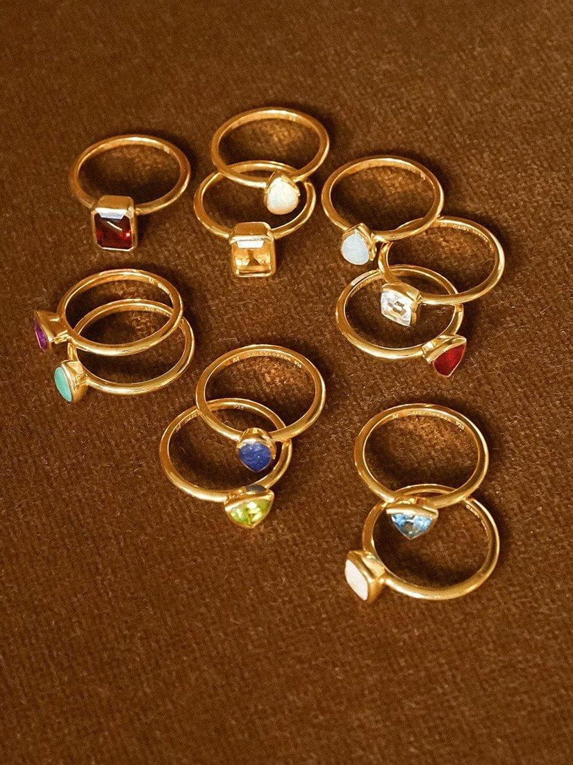 Daisy London moonstone birthstone ring gold plated, UK version