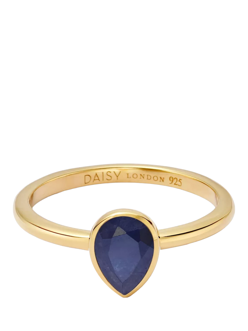 Daisy London sapphire birthstone ring in 18k gold plated sterling silver, UK version
