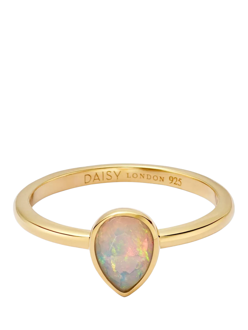 Daisy London Blue Topaz ring with gold plated 925 silver (British brand)